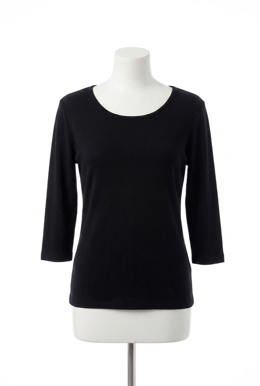 NEW ANGEL 3/4 scoop neck top in black